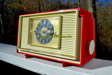 画像をギャラリービューアに読み込む, SOLD! - Dec 14, 2018 - Varsity Red and White Mid Century Vintage Retro 1959 General Electric GE Model 941 Tube AM Clock Radio Totally Restored! - [product_type} - General Electric - Retro Radio Farm