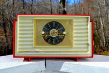 Load image into Gallery viewer, SOLD! - Dec 14, 2018 - Varsity Red and White Mid Century Vintage Retro 1959 General Electric GE Model 941 Tube AM Clock Radio Totally Restored! - [product_type} - General Electric - Retro Radio Farm