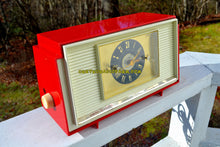 Load image into Gallery viewer, SOLD! - Dec 14, 2018 - Varsity Red and White Mid Century Vintage Retro 1959 General Electric GE Model 941 Tube AM Clock Radio Totally Restored! - [product_type} - General Electric - Retro Radio Farm