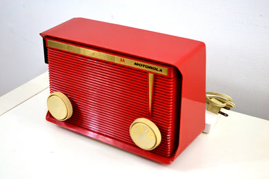 SOLD! - March 13, 2019 - Bluetooth MP3 Ready - Apple Red 1959 Motorola Model A1R-15 Tube AM Radio