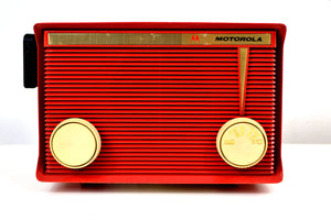 SOLD! - March 13, 2019 - Bluetooth MP3 Ready - Apple Red 1959 Motorola Model A1R-15 Tube AM Radio - [product_type} - Motorola - Retro Radio Farm