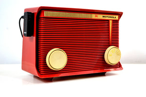SOLD! - March 13, 2019 - Bluetooth MP3 Ready - Apple Red 1959 Motorola Model A1R-15 Tube AM Radio - [product_type} - Motorola - Retro Radio Farm