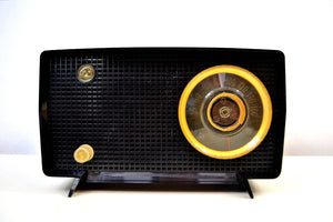SOLD! - Dec 2, 2019 - Obsidian Black Mid Century Vintage 1956 RCA Victor Model 6-X-7 Vacuum Tube AM Radio Snazzy Looking and Sweet Sounding! - [product_type} - RCA Victor - Retro Radio Farm
