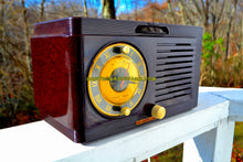 Load image into Gallery viewer, SOLD! - Nov 30, 2017 - BLUETOOTH MP3 READY - Brown Swirly Mid Century Vintage 1952 General Electric Model 514 AM Brown Bakelite Tube Clock Radio Looks and Sounds Great! - [product_type} - General Electric - Retro Radio Farm