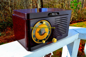 SOLD! - Nov 30, 2017 - BLUETOOTH MP3 READY - Brown Swirly Mid Century Vintage 1952 General Electric Model 514 AM Brown Bakelite Tube Clock Radio Looks and Sounds Great! - [product_type} - General Electric - Retro Radio Farm