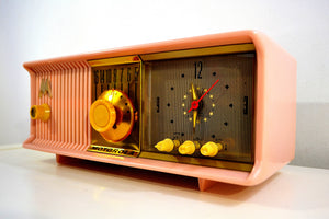 SOLD! - Jan. 8, 2020 - Marilyn Pink 1957 Motorola Model 56CD3 Vacuum Tube AM Clock Radio Excellent Condition Sounds Great! - [product_type} - Motorola - Retro Radio Farm
