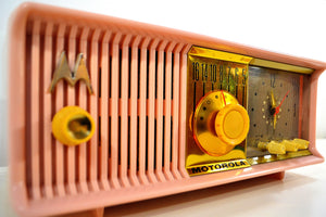 SOLD! - Jan. 8, 2020 - Marilyn Pink 1957 Motorola Model 56CD3 Vacuum Tube AM Clock Radio Excellent Condition Sounds Great! - [product_type} - Motorola - Retro Radio Farm