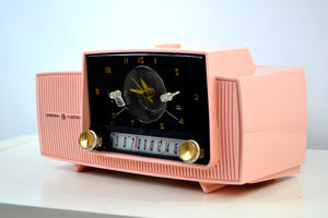 SOLD! - Dec 5, 2018 - Rose Pink 1957 General Electric Model 912D Tube AM Clock Radio - [product_type} - General Electric - Retro Radio Farm