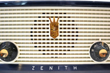 Load image into Gallery viewer, SOLD! - Dec 16, 2019 - Slate Blue Grey Vintage 1957 Zenith A508B AM Tube Radio Little Sound Blaster! - [product_type} - Zenith - Retro Radio Farm