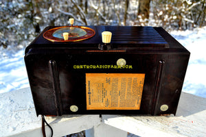 SOLD! - Dec 13, 2017 - Art Deco 1952 General Electric Model 60 AM Brown Bakelite Tube Clock Radio Totally Restored! - [product_type} - General Electric - Retro Radio Farm