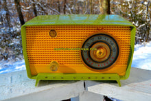 Load image into Gallery viewer, SOLD! - Dec 11, 2017 - OKLAHOMA Green And Ivory Yellow 1956 RCA Victor Model 5J-X-2B AM Tube Radio Great Sounding! - [product_type} - RCA Victor - Retro Radio Farm