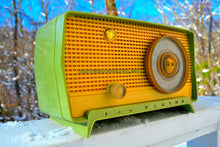Charger l&#39;image dans la galerie, SOLD! - Dec 11, 2017 - OKLAHOMA Green And Ivory Yellow 1956 RCA Victor Model 5J-X-2B AM Tube Radio Great Sounding! - [product_type} - RCA Victor - Retro Radio Farm