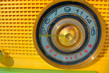 Load image into Gallery viewer, SOLD! - Dec 11, 2017 - OKLAHOMA Green And Ivory Yellow 1956 RCA Victor Model 5J-X-2B AM Tube Radio Great Sounding! - [product_type} - RCA Victor - Retro Radio Farm