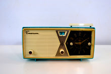 Charger l&#39;image dans la galerie, SOLD! - Dec. 17, 2018 - Sky Blue and White 1956 Emerson Model 883 Series B Tube AM Clock Radio Mid Century Rare Color Sounds Great! - [product_type} - Emerson - Retro Radio Farm