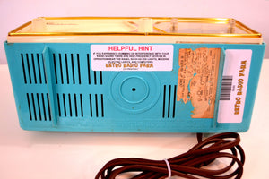 SOLD! - Dec. 17, 2018 - Sky Blue and White 1956 Emerson Model 883 Series B Tube AM Clock Radio Mid Century Rare Color Sounds Great! - [product_type} - Emerson - Retro Radio Farm