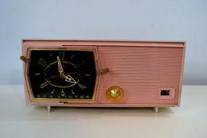 SOLD! - Feb 5, 2019 - Princess Pink Mid Century Retro RCA Victor C-51F 1959 Clock Radio - [product_type} - RCA Victor - Retro Radio Farm
