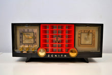 画像をギャラリービューアに読み込む, SOLD! - Dec. 11, 2019 - Ebony Black and Red Mid Century 1955 Zenith Model R623G AM Tube Radio Sleek and Sassy Sounds Great! - [product_type} - Zenith - Retro Radio Farm