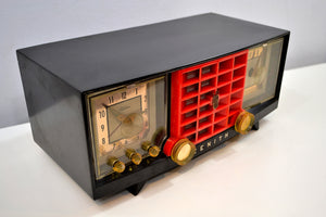 SOLD! - Dec. 11, 2019 - Ebony Black and Red Mid Century 1955 Zenith Model R623G AM Tube Radio Sleek and Sassy Sounds Great! - [product_type} - Zenith - Retro Radio Farm