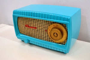 SOLD! - Dec 12, 2019 - TURQUOISE AND WICKER Vintage 1949 Capehart Model 3T55B AM Vacuum Tube Radio Totally Restored! - [product_type} - Capehart - Retro Radio Farm