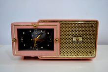 画像をギャラリービューアに読み込む, Fifth Avenue Pink 1957 Bulova Model 120 Tube AM Clock Radio Sounds Mah-valous! - [product_type} - Bulova - Retro Radio Farm