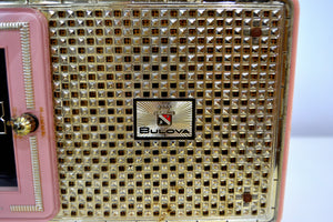 Fifth Avenue Pink 1957 Bulova Model 120 Tube AM Clock Radio Sounds Mah-valous! - [product_type} - Bulova - Retro Radio Farm