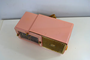 Fifth Avenue Pink 1957 Bulova Model 120 Tube AM Clock Radio Sounds Mah-valous! - [product_type} - Bulova - Retro Radio Farm