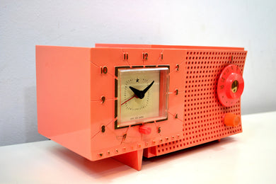 SOLD! - Jan. 19, 2020 - Rouge Pink 1959 Westinghouse Model H540T5A Vacuum Tube AM Clock Radio Seductive Looking and Sounding!