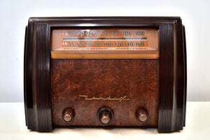 SOLD! - Jan. 14, 2020 - Sable Brown Marbled Bakelite 1946 Bendix Model 75P6U AM FM Vacuum Tube Radio Gorgeous! - [product_type} - Bendix Aviation - Retro Radio Farm