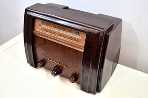 SOLD! - Jan. 14, 2020 - Sable Brown Marbled Bakelite 1946 Bendix Model 75P6U AM FM Vacuum Tube Radio Gorgeous! - [product_type} - Bendix Aviation - Retro Radio Farm