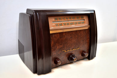 SOLD! - Jan. 14, 2020 - Sable Brown Marbled Bakelite 1946 Bendix Model 75P6U AM FM Vacuum Tube Radio Gorgeous!