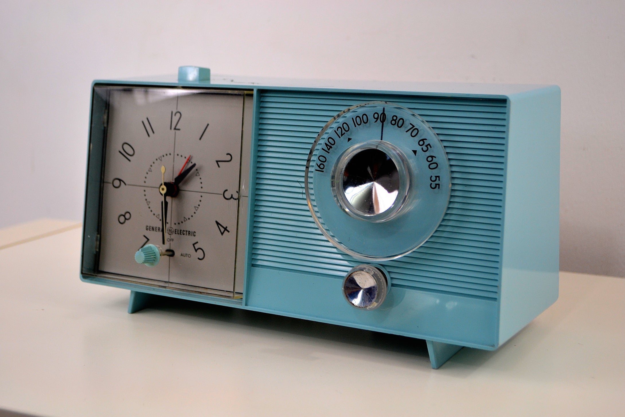SOLD! - May 24, 2019 - Powder Blue 1959 General Electric Model C-404B Tube AM Clock Radio With Issues - [product_type} - General Electric - Retro Radio Farm