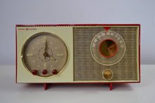 Load image into Gallery viewer, SOLD! - Dec 20, 2018 - Corvette Red and White Late 50s early 60s General Electric GE Tube AM Clock Radio - [product_type} - General Electric - Retro Radio Farm