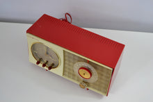 Load image into Gallery viewer, SOLD! - Dec 20, 2018 - Corvette Red and White Late 50s early 60s General Electric GE Tube AM Clock Radio - [product_type} - General Electric - Retro Radio Farm