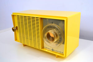 SOLD! - Dec 27, 2018 - Hello Yellow Mid Century Vintage 1959 General Electric Model T-129C Tube Radio Super Rare Color! - [product_type} - General Electric - Retro Radio Farm