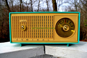 SOLD! - Jan 15, 2018 -BLUETOOTH MP3 READY - TURQUOISE AND IVORY Two Tone Mid Century Retro Admiral Tube AM Radio  Model Y848 Works Great! - [product_type} - Admiral - Retro Radio Farm