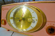 Load image into Gallery viewer, SOLD! - Dec 31, 2017 - PINK CYCLOPIC Vintage Mid Century Retro Jetsons 1957 Bulova Model 140 Tube AM Clock Radio WORKS! - [product_type} - Bulova - Retro Radio Farm