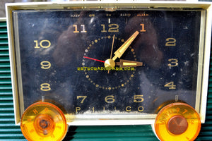 SOLD! - June 3, 2018 - HUNTER GREEN And White Mid-Century Retro Vintage 1959 Philco Model H764-124 AM Tube Clock Radio Totally Restored! - [product_type} - Philco - Retro Radio Farm
