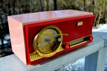 Charger l&#39;image dans la galerie, SOLD! - Oct 27, 2018 - Sweetheart Red and Pink Mid Century Retro 1959-1961 CBS C230 Tube AM Clock Radio Rare Color Combo! - [product_type} - CBS - Retro Radio Farm