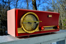 Charger l&#39;image dans la galerie, SOLD! - Oct 27, 2018 - Sweetheart Red and Pink Mid Century Retro 1959-1961 CBS C230 Tube AM Clock Radio Rare Color Combo! - [product_type} - CBS - Retro Radio Farm