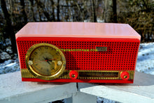 Load image into Gallery viewer, SOLD! - Oct 27, 2018 - Sweetheart Red and Pink Mid Century Retro 1959-1961 CBS C230 Tube AM Clock Radio Rare Color Combo! - [product_type} - CBS - Retro Radio Farm