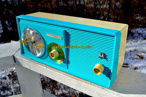 SOLD! - Jan 1, 2018 - SKY BLUE Mid Century Retro 1958 Motorola Model 5C23CW Tube AM Clock Radio Beautiful and Sounds Great!