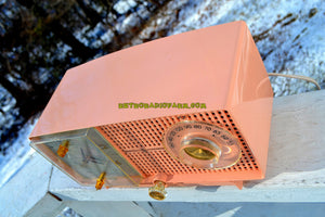 SOLD! - May 1, 2019 - Bluetooth MP3 Ready - Primrose Pink Mid Century 1959 General Electric Model C437A Tube AM Clock Radio Works Great! - [product_type} - General Electric - Retro Radio Farm