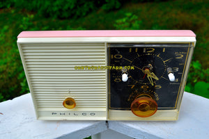 SOLD! - Oct 1, 2017 - PINK BEAUTY Mid-Century Retro Vintage 1959 Philco Model J772-124 AM Tube Clock Radio Totally Restored! - [product_type} - Philco - Retro Radio Farm
