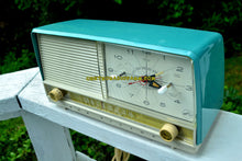Load image into Gallery viewer, SOLD! - July 31, 2017 - AQUA and White Retro Jetsons 1956 RCA Victor 9-C-7LE Tube AM Clock Radio Totally Restored! - [product_type} - RCA Victor - Retro Radio Farm