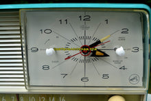 Load image into Gallery viewer, SOLD! - July 31, 2017 - AQUA and White Retro Jetsons 1956 RCA Victor 9-C-7LE Tube AM Clock Radio Totally Restored! - [product_type} - RCA Victor - Retro Radio Farm