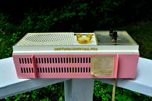SOLD! - June 21, 2017 - BIARRITZ PINK Mid Century Vintage Retro 1962 Emerson Lifetimer III Model G1706 Tube AM Clock Radio - [product_type} - Emerson - Retro Radio Farm