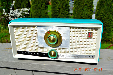 SOLD! - April 22, 2014 - SEAFOAM GREEN Atomic Age Vintage 1959 Sylvania Z6F17 Tube FM Radio WORKS!