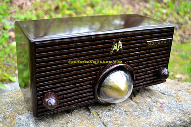 SOLD! - July 27, 2017 - ESPRESSO Mid Century Retro Jetsons 1957 Motorola 56H Turbine Tube AM Radio Marbled!