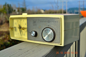 SOLD! - July 1, 2014 - Modern Jet Age Eames 1960-70's General Electric Beige Clock Radio Alarm Works!