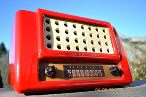 SOLD! May 28, 2014 - FIRE ENGINE RED Rare Art Deco Retro 1947-49 TELE TONE AM Tube Radio Works! Wow!